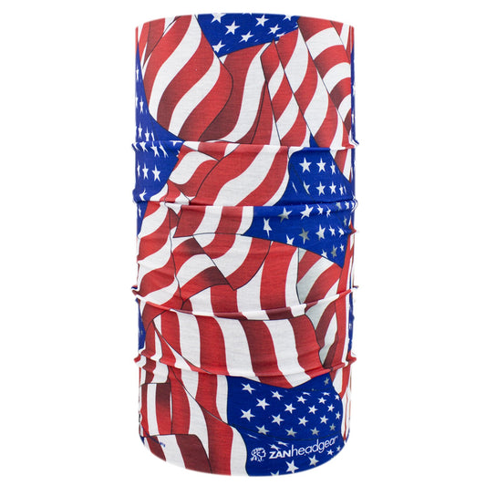 ZANheadgear Motley Tube, 100% Polyester, Wavy American Flag