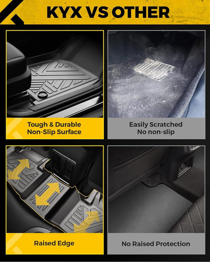 KYX Alfombrillas para Todo Clima para Toyota Tacoma Double Cab 18-24, Juego Completo de Goma TPE, Negro