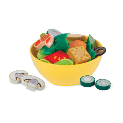 Melissa & Doug Juego de Imitación para Preparar y Mezclar Ensaladas, Juguete de Madera, Comida de Juguete (52 Piezas)