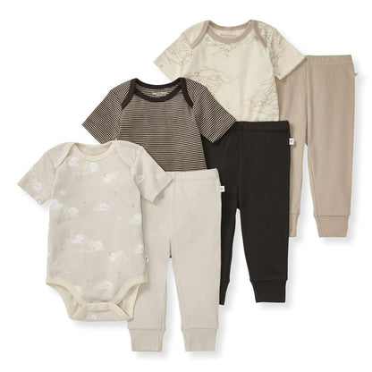 Burt's Bees Baby Conjunto de 6 Piezas de Body y Pantalón, 100% Algodón Orgánico - 24 Meses - Juego de 6 piezas bronceado