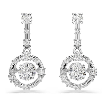 Swarovski Colección Constella - Piedra danzante de corte redondo, color blanco, chapado en rodio