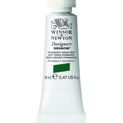 Winsor & Newton Designers Pintura Gouache en Tubo - Tubo 14 ml - verde (Permanent Green Deep)