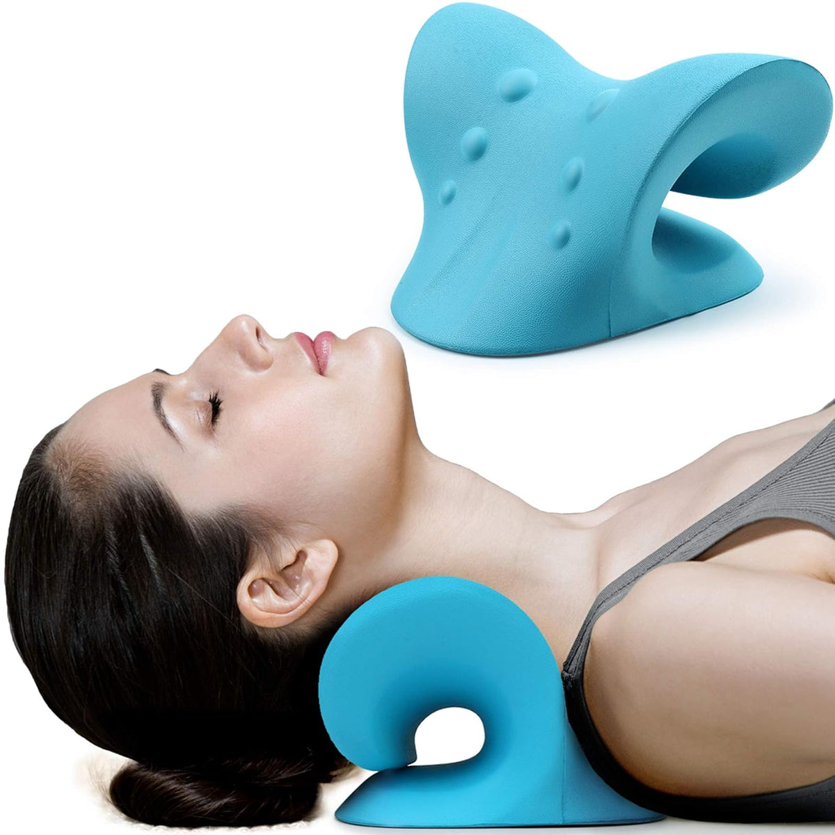 RESTCLOUD - Relajador de Cuello y Hombro, Dispositivo de tracción Cervical para Alivio del Dolor TMJ y alineación de la Columna Cervical, Almohada quiropráctica