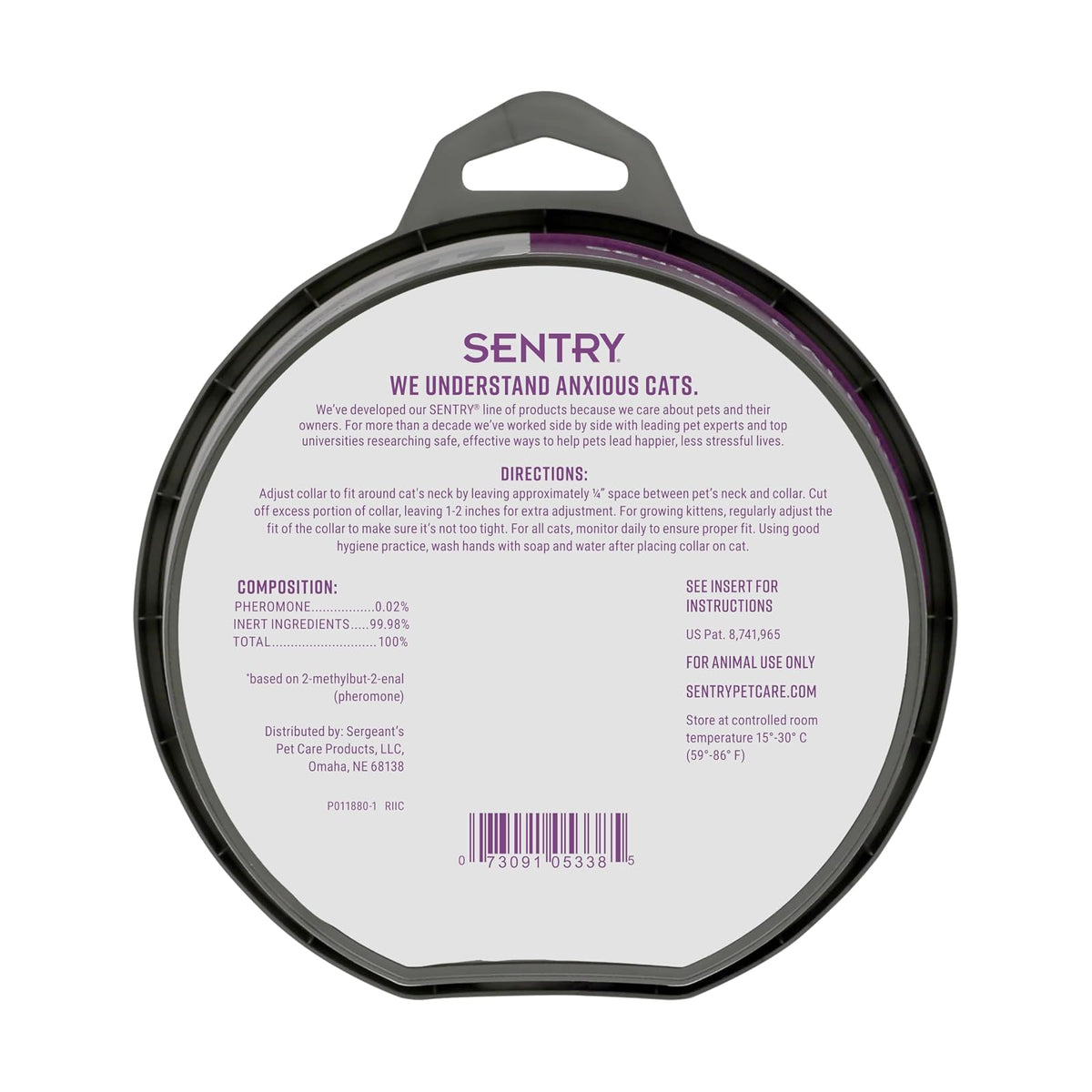Sentry Industries Collar calmante para gatos, 3 unidades, morado