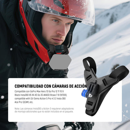 NEEWER Correa Montaje Cámara Barbilla Casco Moto Helmet Chin Camera Mount Strap, POV Vlog Accesorios Kit para Grabación Video Compatible con GoPro Insta360 dji AKASO Action Camera, GP-72