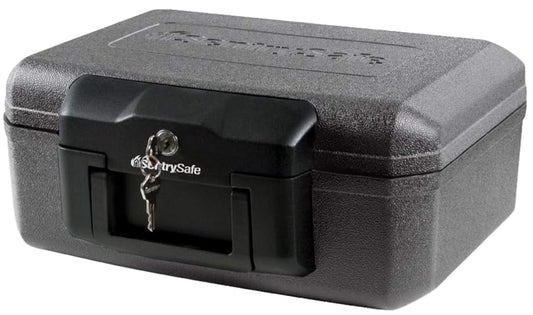 SentrySafe Caja de seguridad ignífuga con cerradura de llave, segura para el pecho para el hogar con seguridad resistente al fuego, 0.18 pies cúbicos, 6.1 x 14.3 x 11.2 pulgadas, 1210