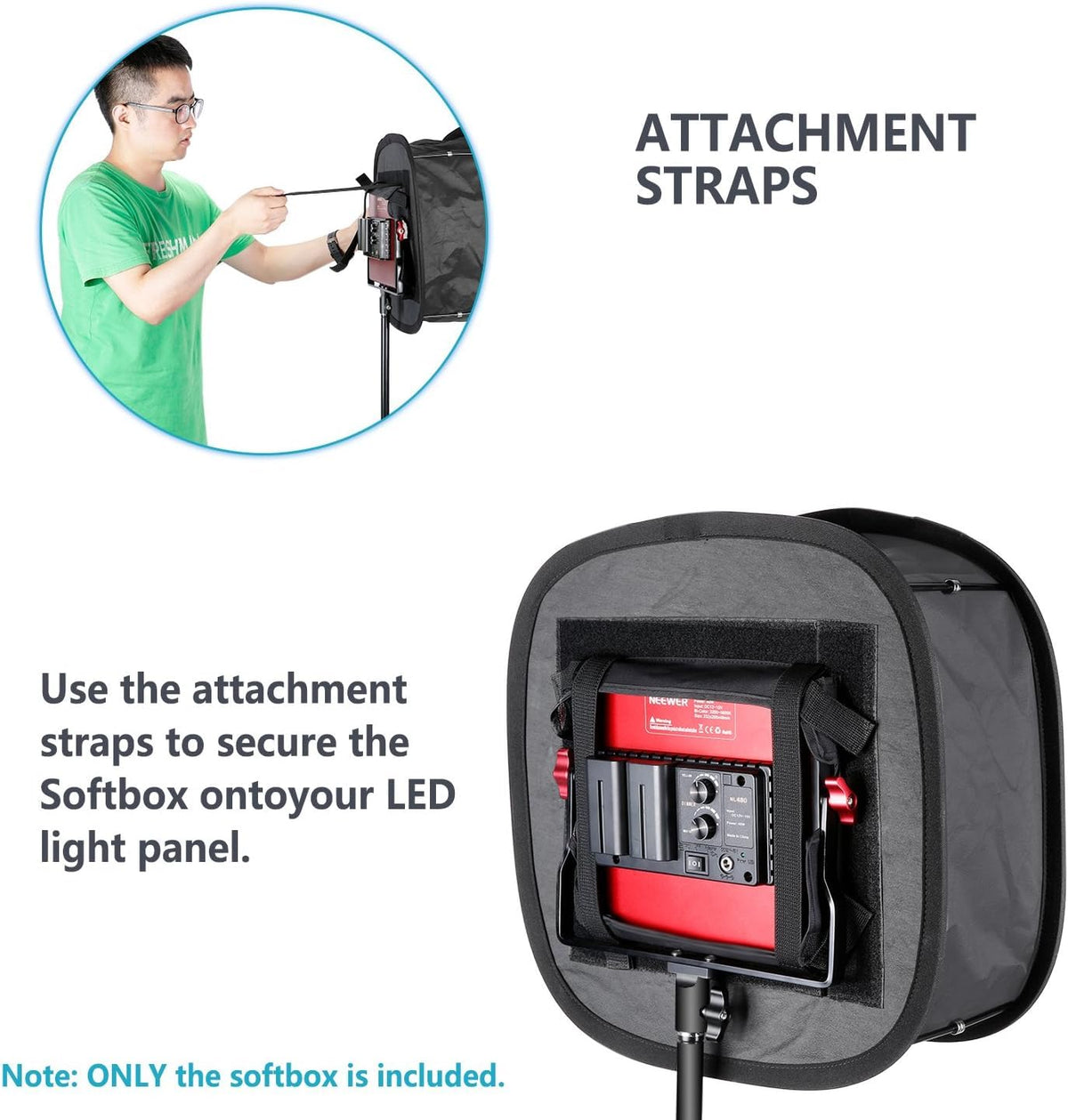 NEEWER 2 Pack LED Luz Panel Softbox para 660 480 Luz de Video | Outer 16.3"x6.5", Inner 9.8"x8.7", Plegable Difusor, para Foto Estudio Shooting