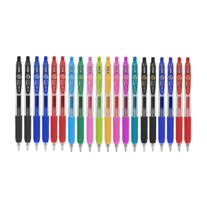 Zebra Set Sarasa Clip Bolígrafo retráctil Tinta gel Secado rápido Punto 0,5 mm y 0,7 mm 20 colores variados