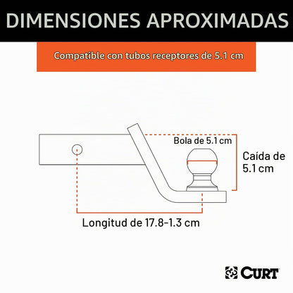 Curt Fusion Soporte de Enganche para Remolque con Bola y Pasádor de 2 in 45134, Negro