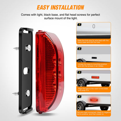 Nilight Luces LED para Remolque TL-33, 10 cm, Indicadoras Laterales, Ámbar/Rojo, Impermeables, 4 Piezas