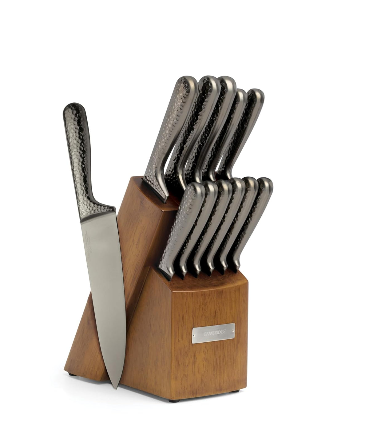 Cambridge Set de Cuchillos Nero Hammered Titanio 12 Piezas con Bloque, Acero Inoxidable, Lavado a Mano