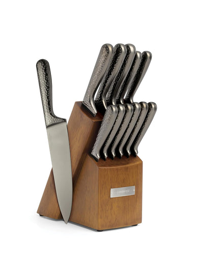 Cambridge Set de Cuchillos Nero Hammered Titanio 12 Piezas con Bloque, Acero Inoxidable, Lavado a Mano