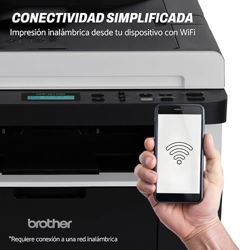 Brother Multifuncional Láser Monocromático DCP-1617NW, Conectividad Wi-Fi | Impresión blanco y negro, con conectividad Wi-Fi, ideal para pequeñas empresas o el hogar