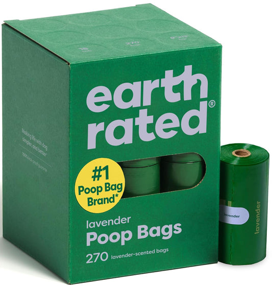Earth Rated - Bolsas para excremento de perros, 270 bolsas en 18 rollos con olor a lavanda