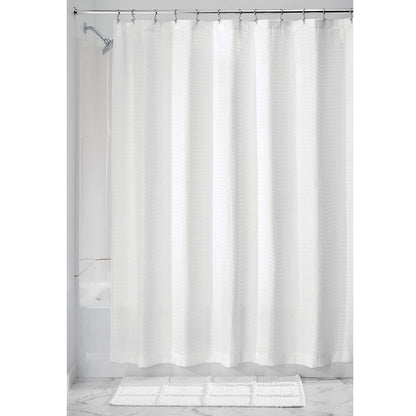 InterDesign Waffle Weave Fabric Shower Curtain, Luxury Hotel Style for Master, Guest, Kids' Bathrooms, Bathtubs, Stalls, White