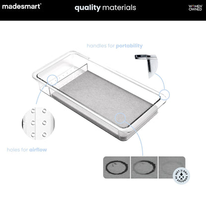 madesmart Organizador de cajones con Bandeja Dental con Piedra de Secado, Organizador de plástico Transparente para Cepillo para Polvo de Dientes, Hilo Dental, Hilo Dental para Agua, Enjuague bucal