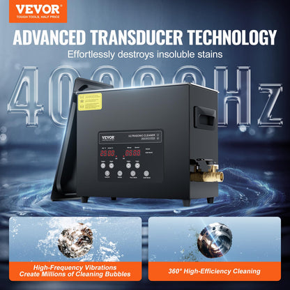 VEVOR Limpiador ultrasónico de 6 l con calentador de cesta y temporizador de 180 W