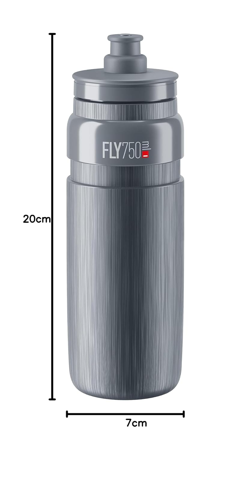 Elite Fly Tex - Botella de agua para ciclismo, 750 ml, color gris, ultraligera, sin BPA, fácil de apretar para carretera, MTB y grava