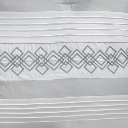 Chezmoi Collection Ariel - Juego de Ropa de Cama de 7 Piezas con Bordado geométrico de Chenilla Gris, tamaño California King
