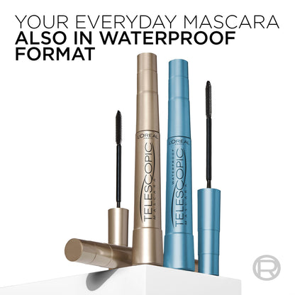 L'Oréal Paris - Máscara telescópica de maquillaje, Washable Blackest Black
