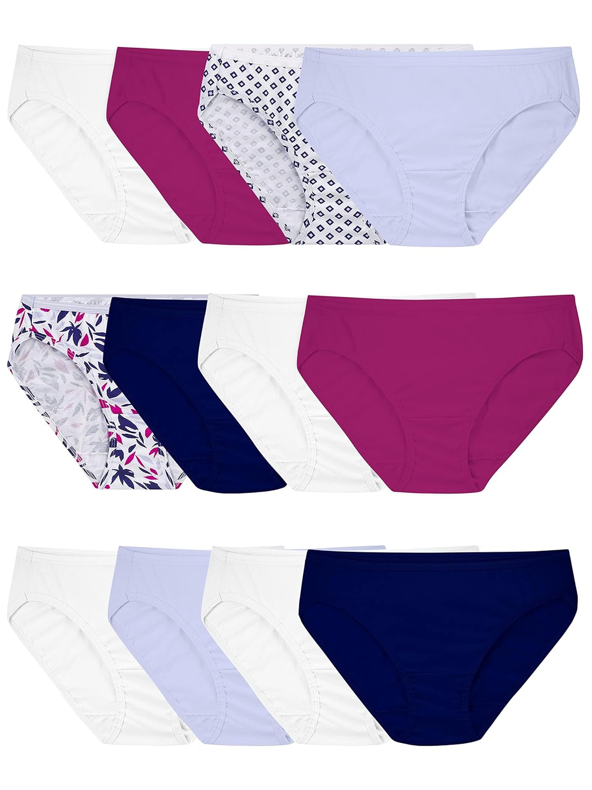Fruit of The Loom Fruit of The Loom - Bikini de algodón para Mujer, 12 Unidades Ropa Interior para Mujer