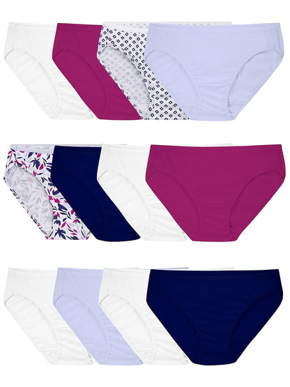 Fruit of The Loom Fruit of The Loom - Bikini de algodón para Mujer, 12 Unidades Ropa Interior para Mujer