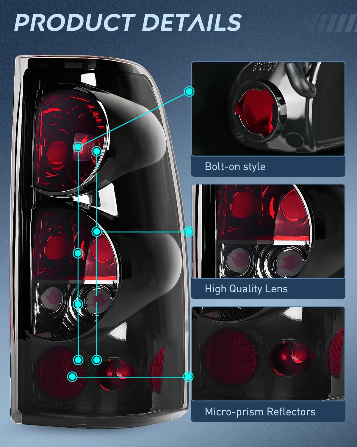 Nilight NA803 Conjunto de Luz Trasera para Chevrolet Silverado 1500/2500/3500 1999-2002 GMC Sierra, Estilo OE, Lente Ahumado
