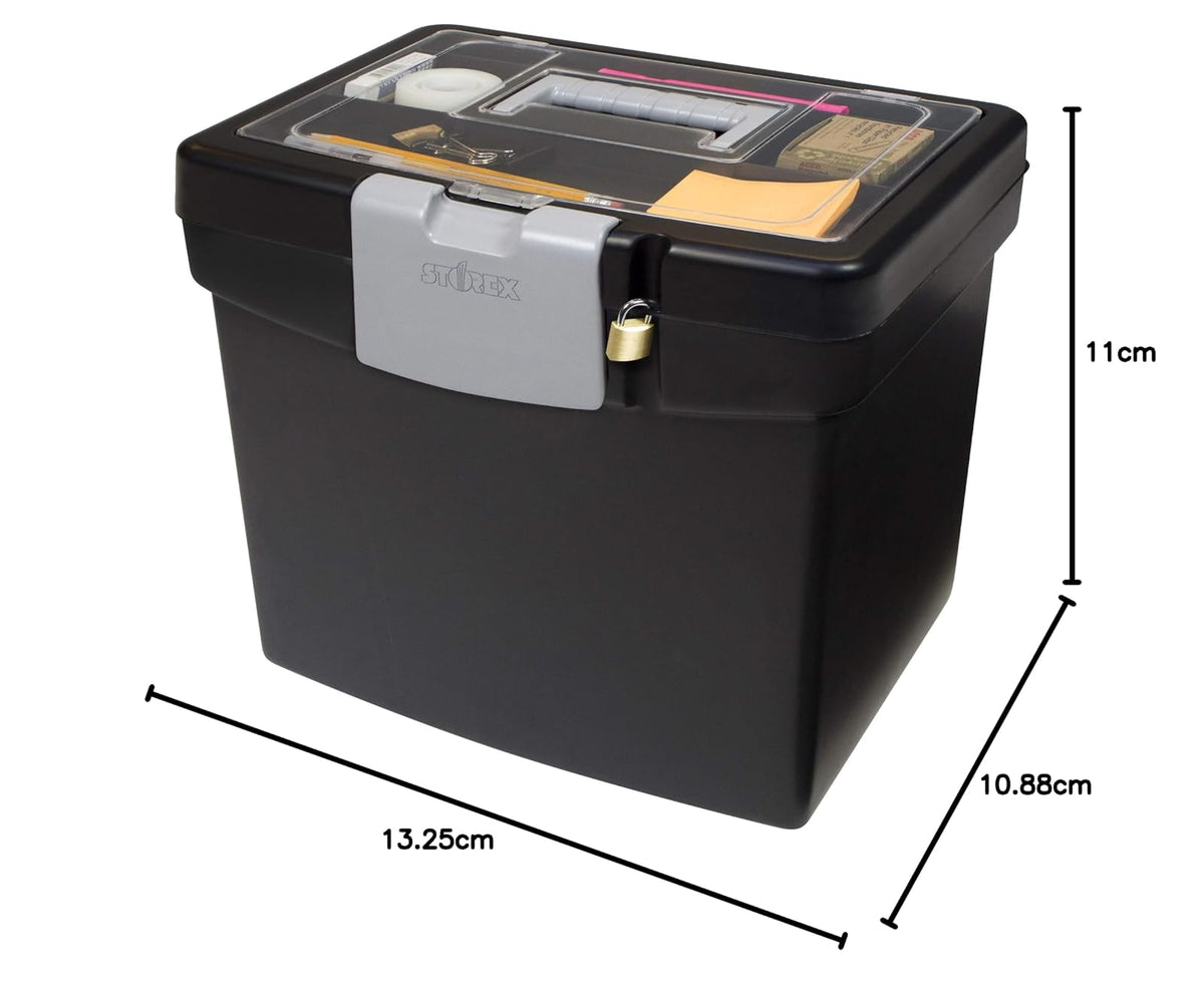 Storex 61504F01C - Caja de almacenamiento translúcida, color negro