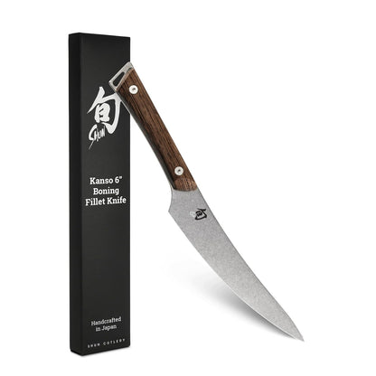 Shun Cutlery Kanso Cuchillo para deshuesar y filete de 6.5 pulgadas, se desliza fácilmente a través de carne y pescado, auténtico, hecho a mano, cuchillo japonés, filete y recortador, plateado