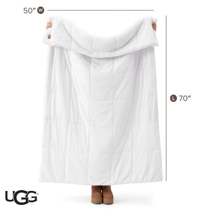 UGG Nita - Manta Suave Reversible de Felpa para sofá o Cama, acogedora Manta cálida y esponjosa para Sala de Estar o Bonita decoración de recámara, Lavable alternativamente, 50 x 70 Pulgadas, Nieve