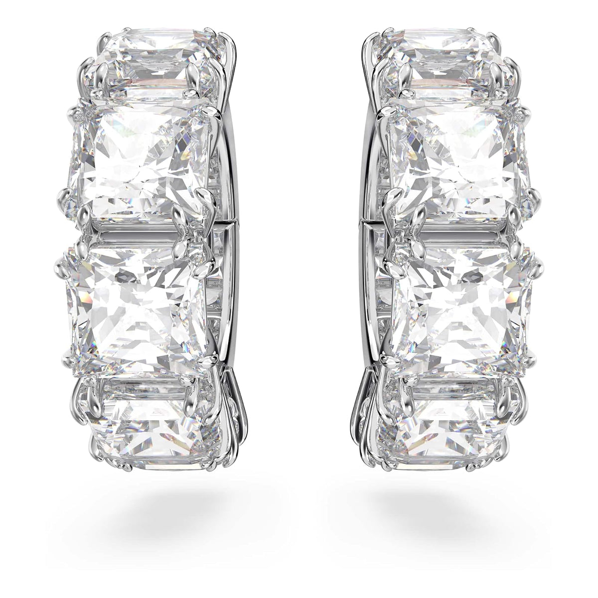 Swarovski Aretes de clip Millenia, Talla cuadrada, Blancos, Baño de rodio