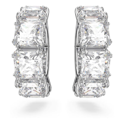 Swarovski Aretes de clip Millenia, Talla cuadrada, Blancos, Baño de rodio