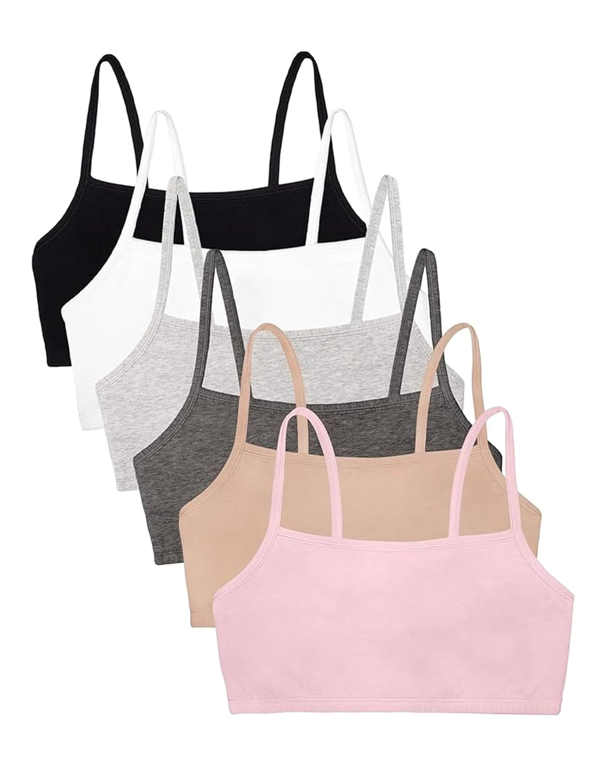 Fruit of the Loom Brasier Deportivo de Algodón con Tirantes Delgados para Mujer - Arena - blanco - gris jaspeado - negro - rosa rubor - carbón - 34