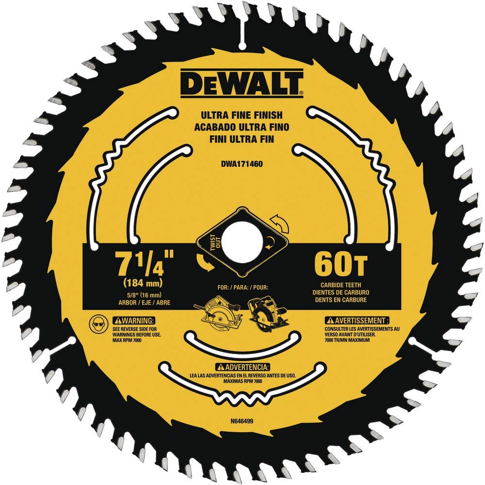 DEWALT - Hoja de sierra circular, 7 1/4 pulgadas, 60 dientes, corte de madera (DWA171460B10)
