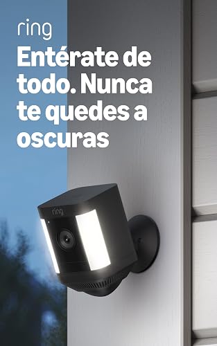 Cámara con luz de enfoque inalámbrica Ring (Spotlight Cam Plus) - Comunicación bidireccional, visión nocturna a color, sirena de seguridad (negra)