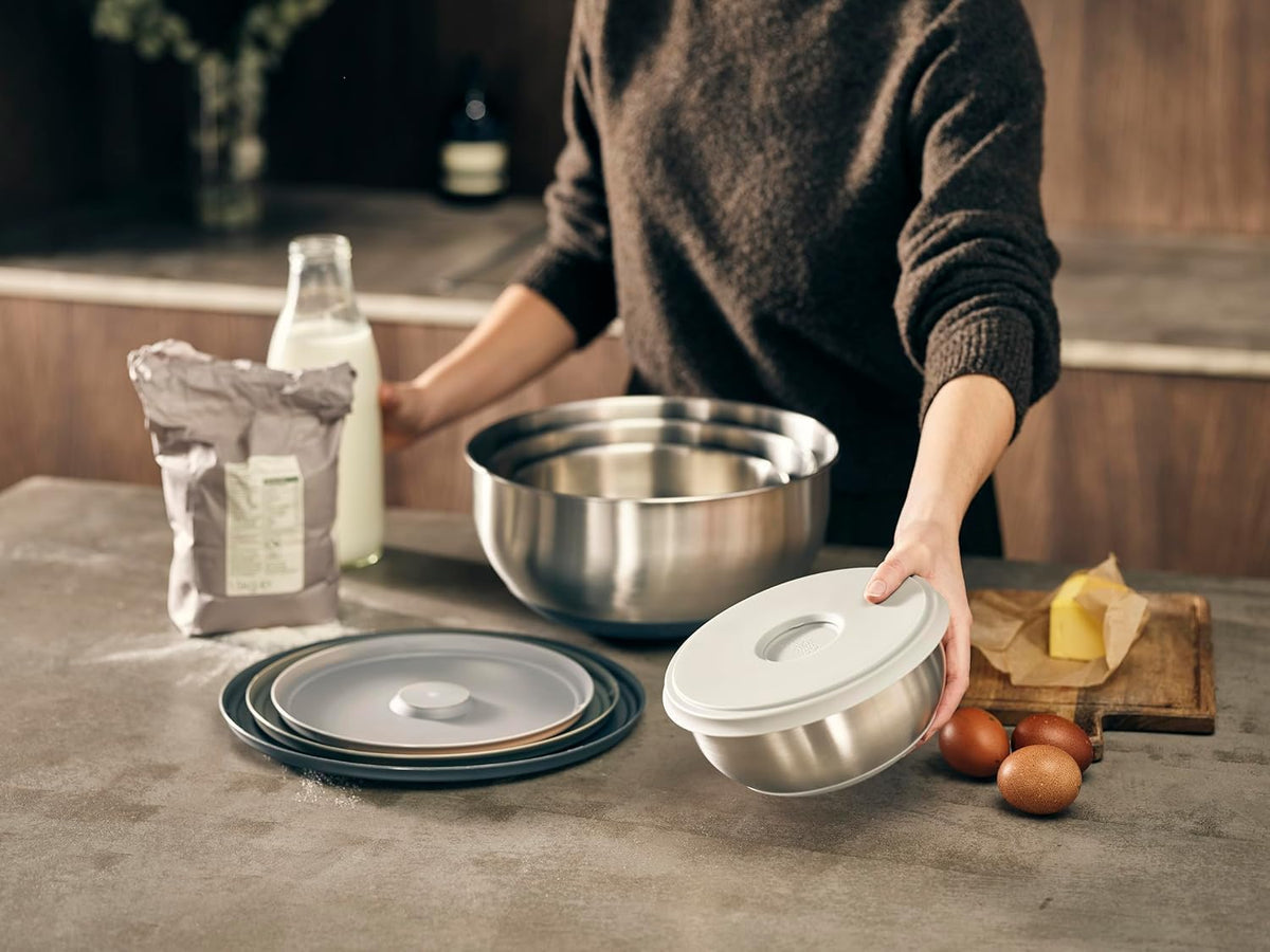 Joseph Joseph 95025 Nest 100 Prep & Store Mixing Bowl Set with Lids 4-piece Stainless Steel