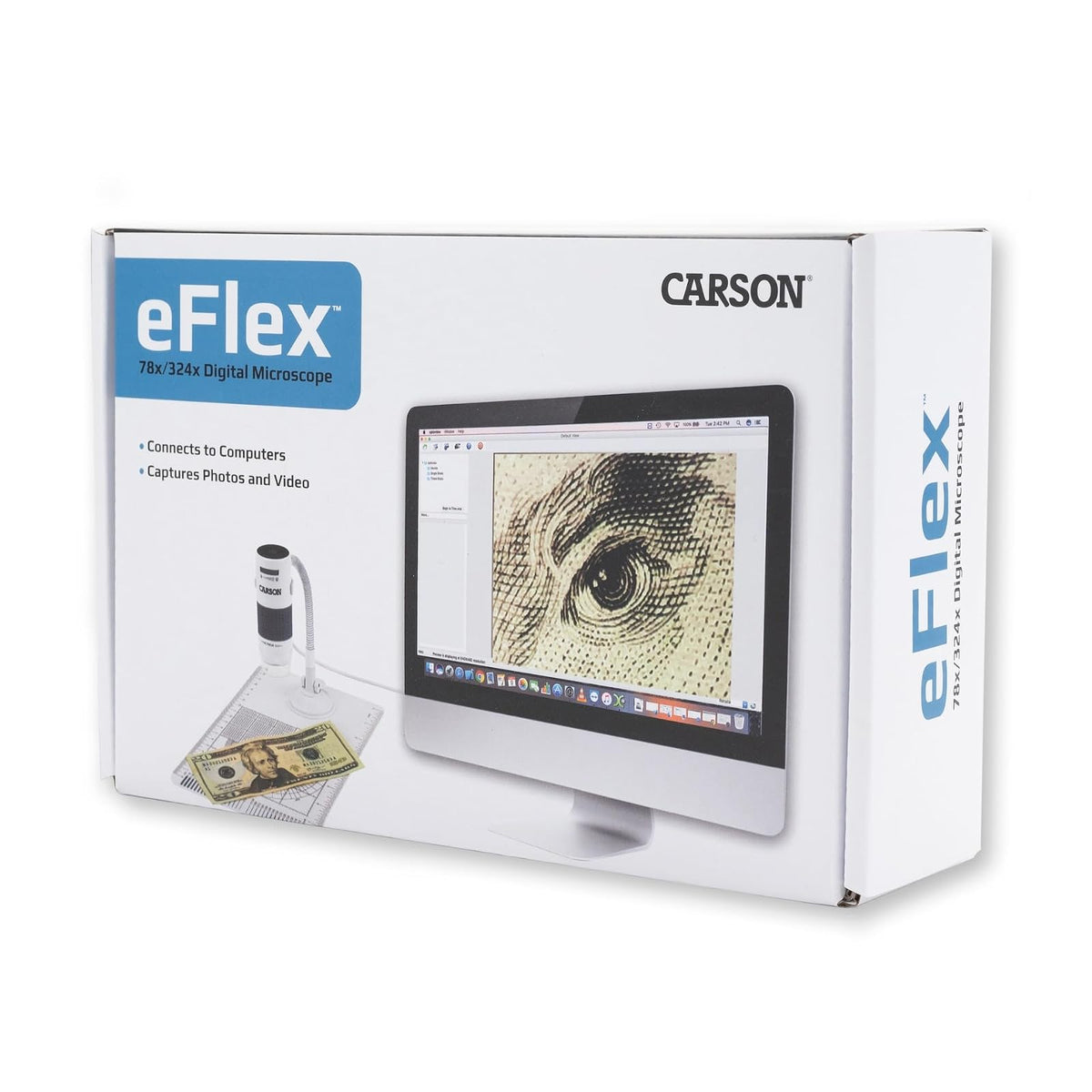 Carson eFlex 78x o 324x (Monitor de 27") Microscopio Digital USB con luz LED con Soporte y Base Flexibles (MM-840)