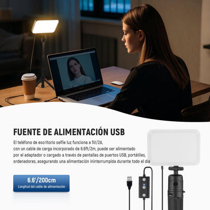 NEEWER Basics 2Pack Panel Video LED Escritorio, Kit Videoconferencias Foco Luz con Trípode y Filtros para Móvil Cámara Web Portátil Zoom Llamadas Maquillaje Grabación Selfies, Bicolor Regulable, BP66