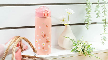 Zak Designs - Botella de agua para viajes y en casa, 19 onzas aislada al aspiradora de acero inoxidable con tapa de boquilla de bloqueo, bucle de transporte integrado, diseño a prueba de fugas