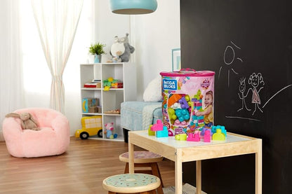 MEGA BLOKS, Bloques de Construcción de Plástico, Gran Bolsa Rosa para Construir, Juguete para Niños, Material Didáctico, Edad 1 año en Adelante