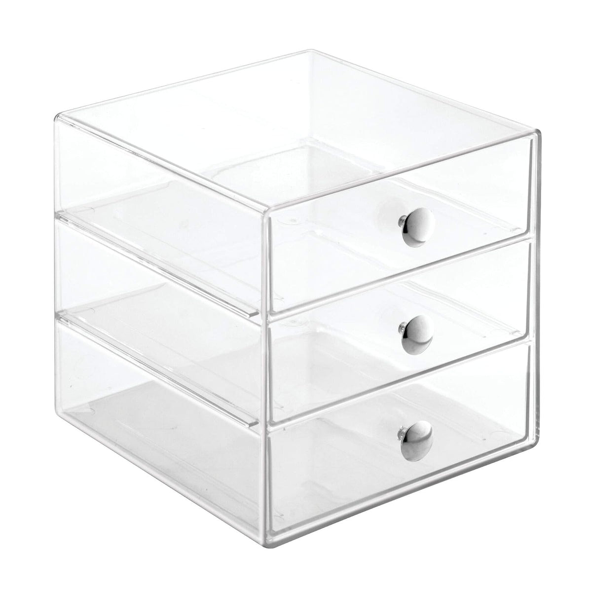InterDesign Drawers Organizador de maquillaje | Organizador de cosméticos para maquillaje y demás | Caja de maquillaje con 3 cajones | Plástico transparente