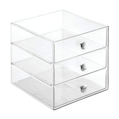 InterDesign Drawers Organizador de maquillaje | Organizador de cosméticos para maquillaje y demás | Caja de maquillaje con 3 cajones | Plástico transparente