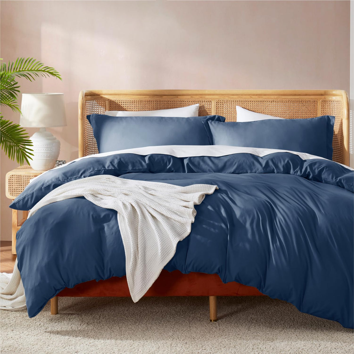 Nestl Bedding Juego de Funda para Edredón de 3 Piezas - Queen - Azul Marino