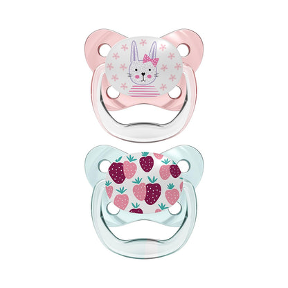 Dr. Brown's PreVent Chupón de contorno, etapa 1 (0 – 6 m), diseño de lunares, color rosa