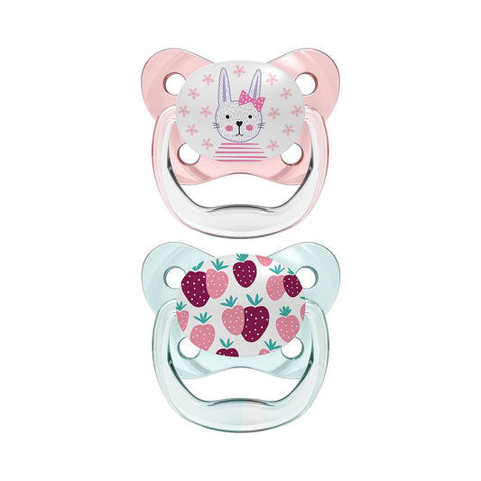 Dr. Brown's PreVent Chupón de contorno, etapa 1 (0 – 6 m), diseño de lunares, color rosa