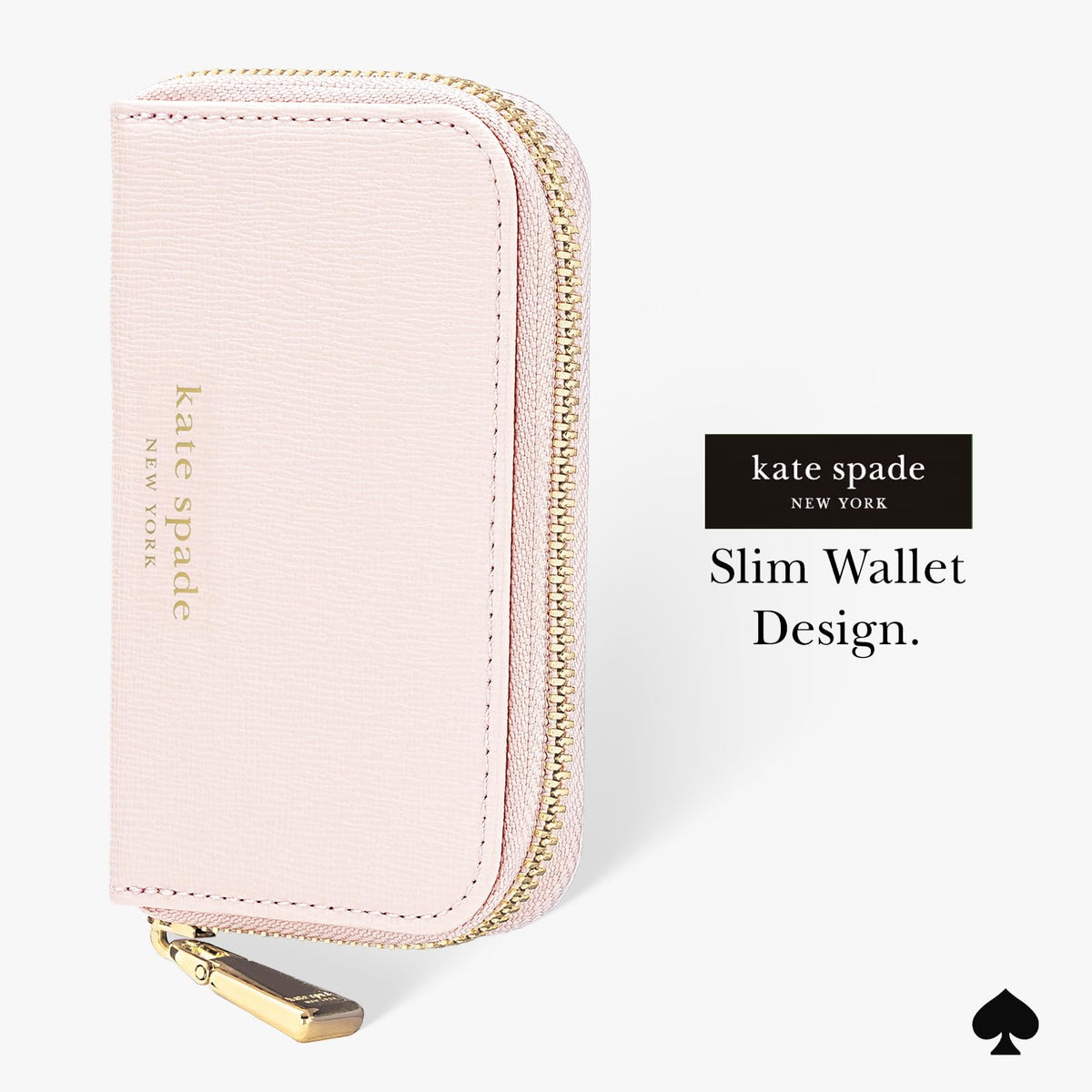 Kate Spade New York Devin - Tarjetero magnético con cierre, color rosa gis | Elegante portafolios para teléfono – Compatible con teléfonos y fundas MagSafe – portafolios MagSafe desmontable para iPhone