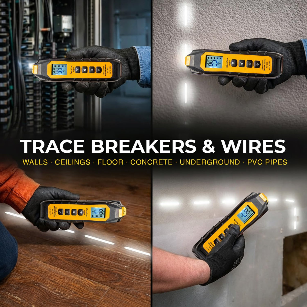 Ideal Electrical SureTrace - Trazador de circuitos digitales (61-946) 0-480 voltios CA/CC con visualización retroiluminada: encuentra interruptores, fusibles, cables, pantalones cortos muertos y