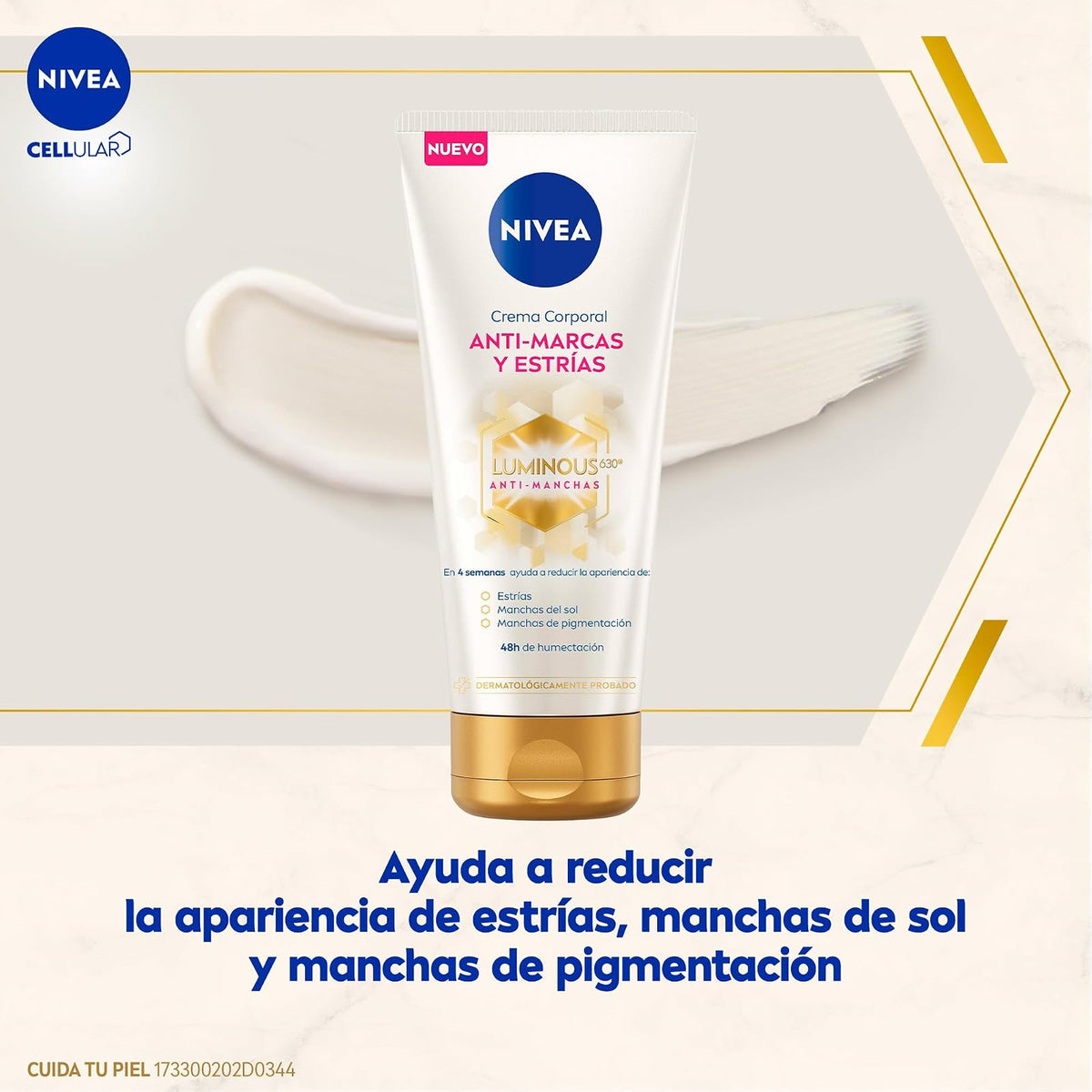 NIVEA Crema corporal Luminous630 anti- marcas y anti-estrías (200 ml) 48 horas de humectación profunda para una piel suave y radiante