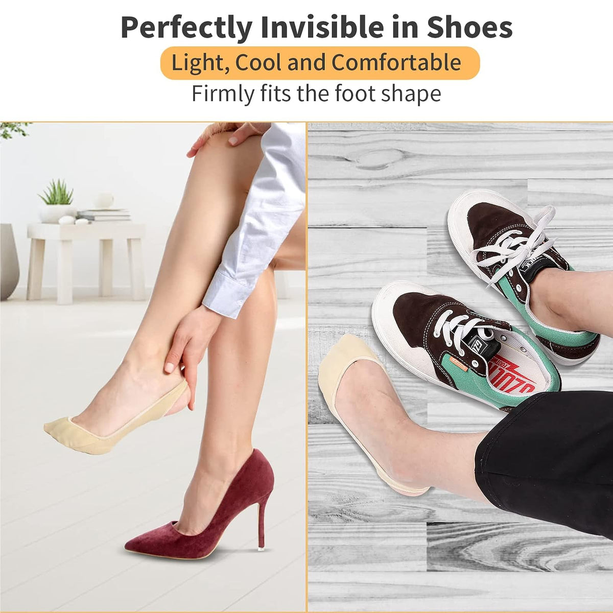 4 Pairs Sock-Style Ball Of Foot Cushions for Women, Metatarsal Pads for Relieving Foot Fatigue Shoe Pads Socks