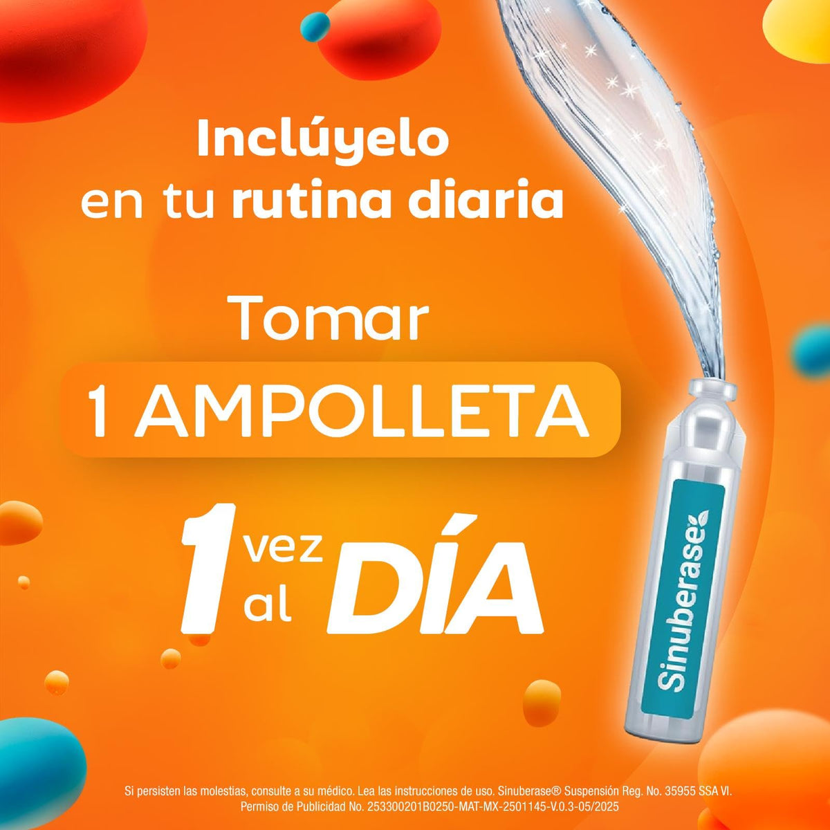 Sinuberase Probióticos en Suspensión Bacillus Clausii 4 Billones UFC 20 Ampolletas de 5 ml. Alivio Prolongado Desde la Raíz para la Colitis